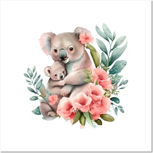 Cute koala with baby Posters and Art